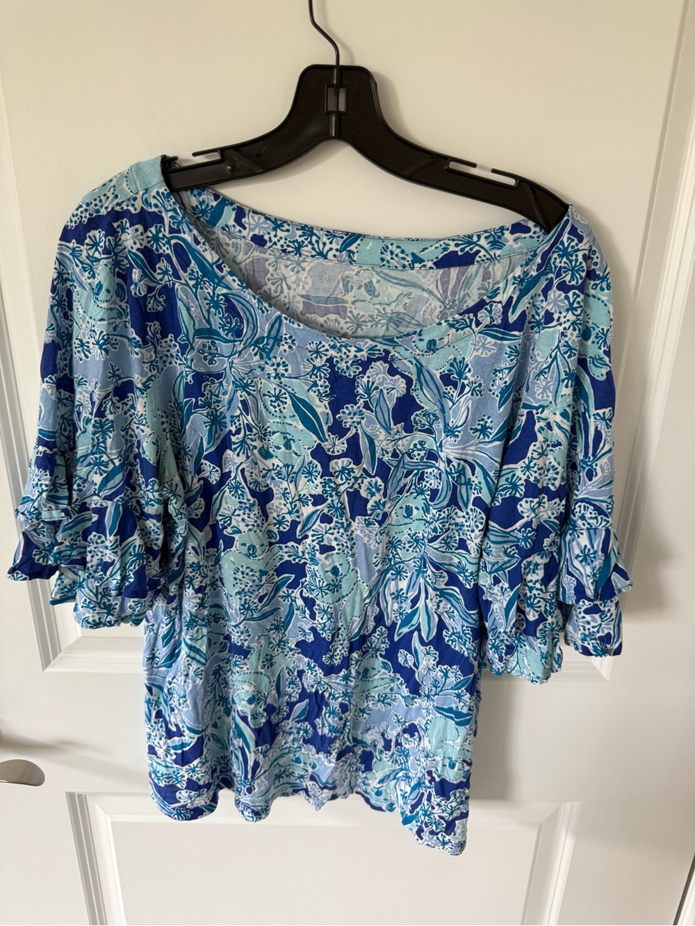Lilly Pulitzer Lula Ruffle Top Size Extra Large